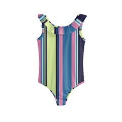 Stripes Colorful Wallpaper Seamless Kids  Frill Swimsuit