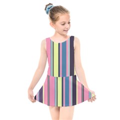Stripes Colorful Wallpaper Seamless Kids  Skater Dress Swimsuit