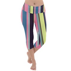 Stripes Colorful Wallpaper Seamless Lightweight Velour Capri Yoga Leggings