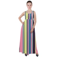 Stripes Colorful Wallpaper Seamless Empire Waist Velour Maxi Dress