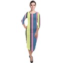 Stripes Colorful Wallpaper Seamless Quarter Sleeve Midi Velour Bodycon Dress View1