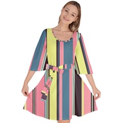 Stripes Colorful Wallpaper Seamless Velour Kimono Dress