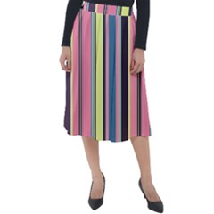 Stripes Colorful Wallpaper Seamless Classic Velour Midi Skirt 