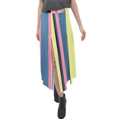 Stripes Colorful Wallpaper Seamless Velour Split Maxi Skirt