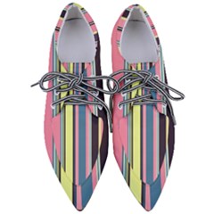 Stripes Colorful Wallpaper Seamless Women s Pointed Oxford Shoes