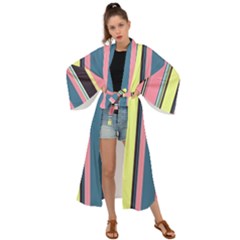 Stripes Colorful Wallpaper Seamless Maxi Kimono