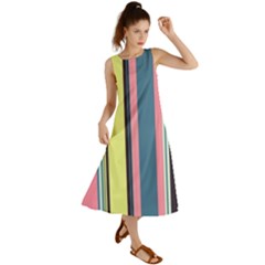 Stripes Colorful Wallpaper Seamless Summer Maxi Dress