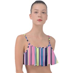 Stripes Colorful Wallpaper Seamless Frill Bikini Top