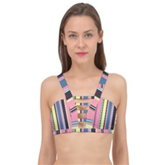 Stripes Colorful Wallpaper Seamless Cage Up Bikini Top