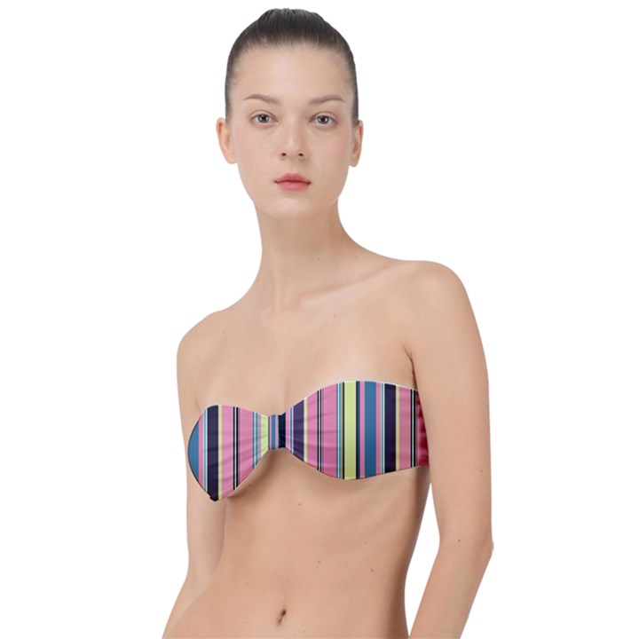 Stripes Colorful Wallpaper Seamless Classic Bandeau Bikini Top 