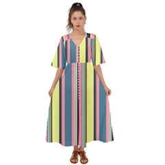 Stripes Colorful Wallpaper Seamless Kimono Sleeve Boho Dress