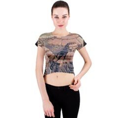 Vintage Travel Poster Grand Canyon Crew Neck Crop Top