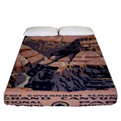 Vintage Travel Poster Grand Canyon Fitted Sheet (queen Size) by Vaneshart