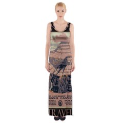 Vintage Travel Poster Grand Canyon Thigh Split Maxi Dress