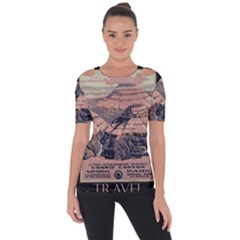 Vintage Travel Poster Grand Canyon Shoulder Cut Out Short Sleeve Top