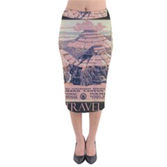 Vintage Travel Poster Grand Canyon Velvet Midi Pencil Skirt