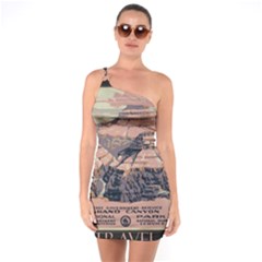 Vintage Travel Poster Grand Canyon One Soulder Bodycon Dress