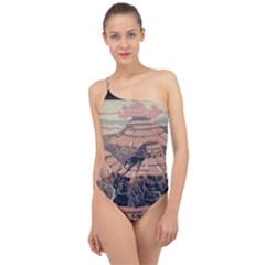 Vintage Travel Poster Grand Canyon Classic One Shoulder Swimsuit