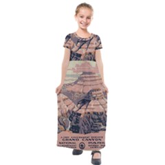 Vintage Travel Poster Grand Canyon Kids  Short Sleeve Maxi Dress