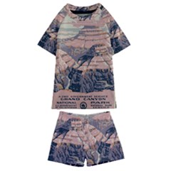 Vintage Travel Poster Grand Canyon Kids  Swim Tee and Shorts Set