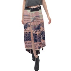 Vintage Travel Poster Grand Canyon Velour Split Maxi Skirt