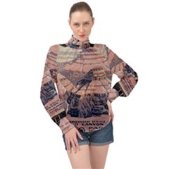 Vintage Travel Poster Grand Canyon High Neck Long Sleeve Chiffon Top