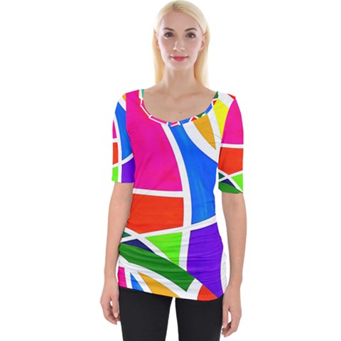 Abstract Background Wide Neckline Tee by Vaneshart