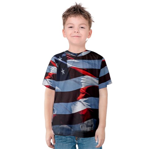 Grunge American Flag Kids  Cotton Tee by Vaneshart