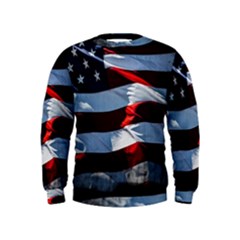 Grunge American Flag Kids  Sweatshirt by Vaneshart