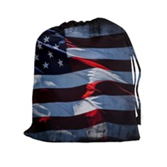 Grunge American Flag Drawstring Pouch (xxl)