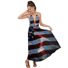 Grunge American Flag Backless Maxi Beach Dress by Vaneshart