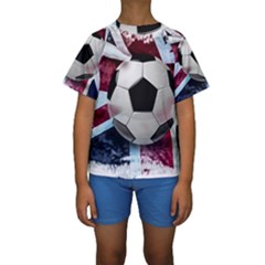 Soccer Ball With Great Britain Flag Kids  Short Sleeve Swimwear by Vaneshart