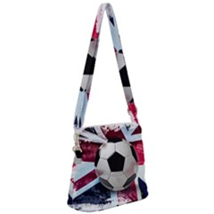 Soccer Ball With Great Britain Flag Zipper Messenger Bag by Vaneshart