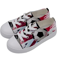 Soccer Ball With Great Britain Flag Kids  Low Top Canvas Sneakers by Vaneshart