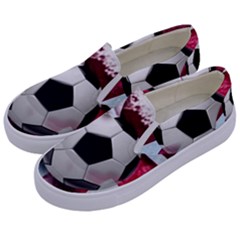Soccer Ball With Great Britain Flag Kids  Canvas Slip Ons by Vaneshart