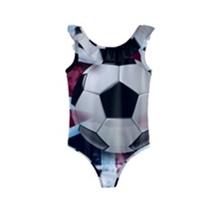Soccer Ball With Great Britain Flag Kids  Frill Swimsuit by Vaneshart