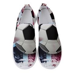 Soccer Ball With Great Britain Flag Women s Slip On Sneakers by Vaneshart