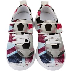 Soccer Ball With Great Britain Flag Kids  Velcro Strap Shoes by Vaneshart