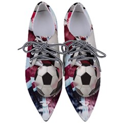 Soccer Ball With Great Britain Flag Women s Pointed Oxford Shoes by Vaneshart