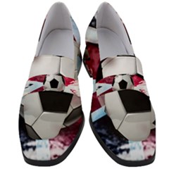 Soccer Ball With Great Britain Flag Women s Chunky Heel Loafers by Vaneshart