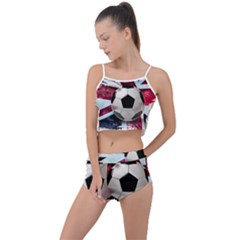 Soccer Ball With Great Britain Flag Summer Cropped Co-ord Set by Vaneshart