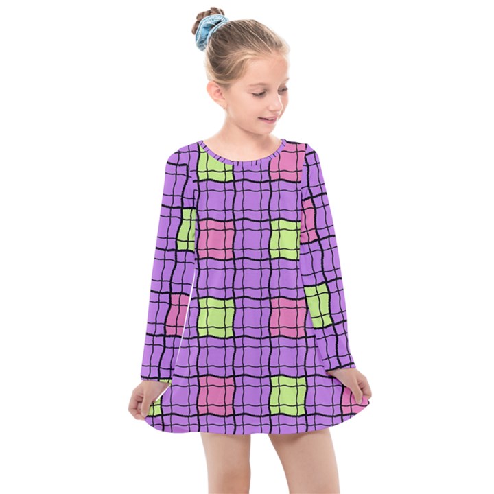 Background Pattern Seamless Kids  Long Sleeve Dress