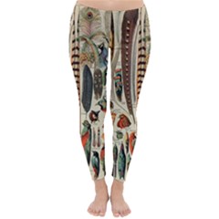 Feathers Birds Vintage Art Classic Winter Leggings by Vaneshart