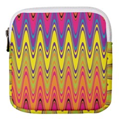 Retro Colorful Waves Background Mini Square Pouch by Vaneshart