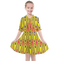 Retro Colorful Waves Background Kids  All Frills Chiffon Dress by Vaneshart