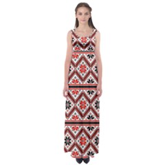 Folklore Ethnic Pattern Background Empire Waist Maxi Dress