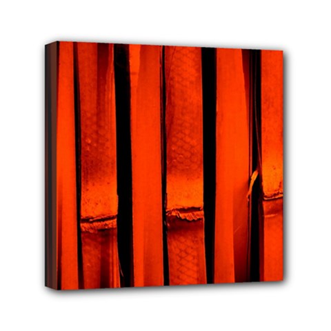 Orange Seamless Bamboo Background Mini Canvas 6  X 6  (stretched) by Vaneshart