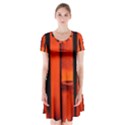 Orange Seamless Bamboo Background Short Sleeve V-neck Flare Dress View1