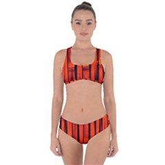 Orange Seamless Bamboo Background Criss Cross Bikini Set by Vaneshart
