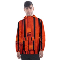 Orange Seamless Bamboo Background Men s Front Pocket Pullover Windbreaker by Vaneshart